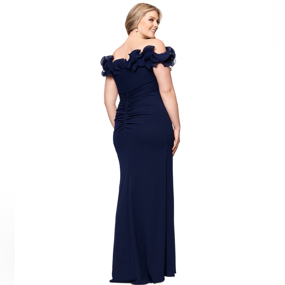 Xscape Strapless Navy Blue Strapless Gown - Picture 4 of 5